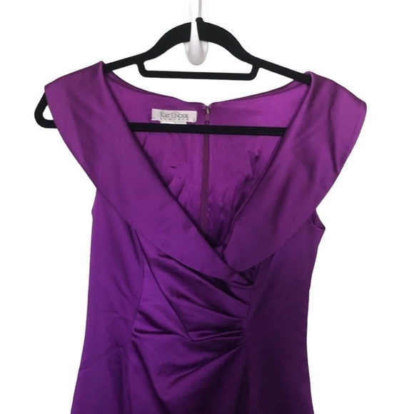 Kay Unger New York Satin Classic Shawl Cocktail Dress - Picture 2 of 6